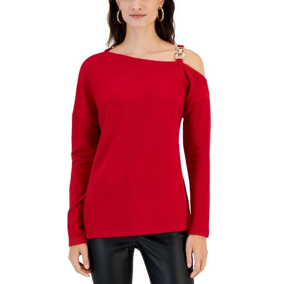 Willow Drive Red Cold Shoulder Sweater - Size L - Women's Tops - Picture 1 of 1